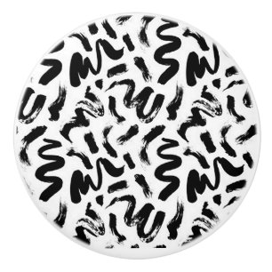 Pomo De Cerámica "Doodles negros"