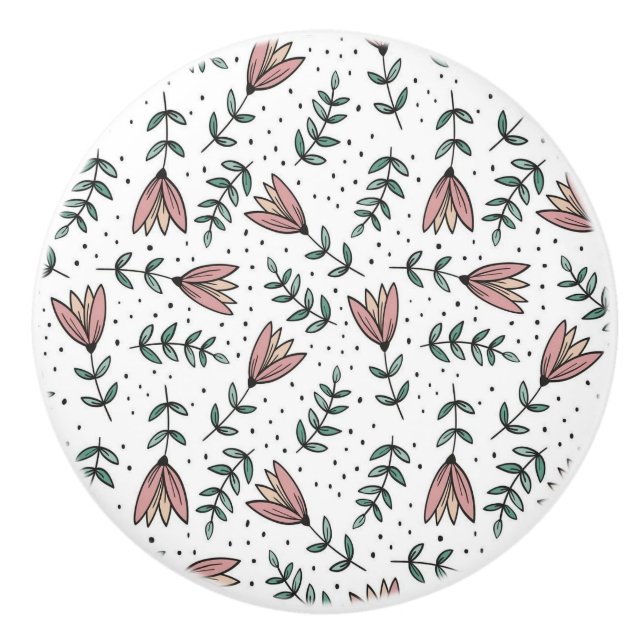 Pomo De Cerámica Door Knob Floral  (Anverso)