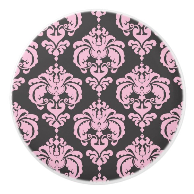 Pomo De Cerámica Dormitorio elegante de Moda rosa y gris oscuro (Anverso)