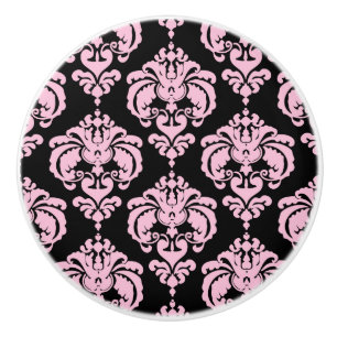 Pomo De Cerámica Dormitorio elegante y chic de damasco rosa claro y