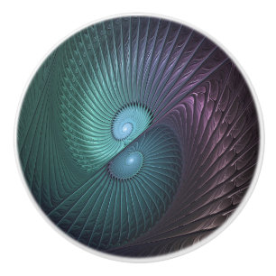 Pomo De Cerámica Dos espirales colorido arte fractal abstracto mode