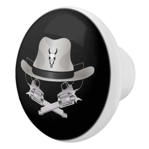 Pomo De Cerámica Dos pistolas cruzadas y gorra