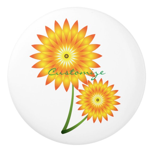 Pomo De Cerámica Dos plantas de girasol Thunder_Cove (Anverso)