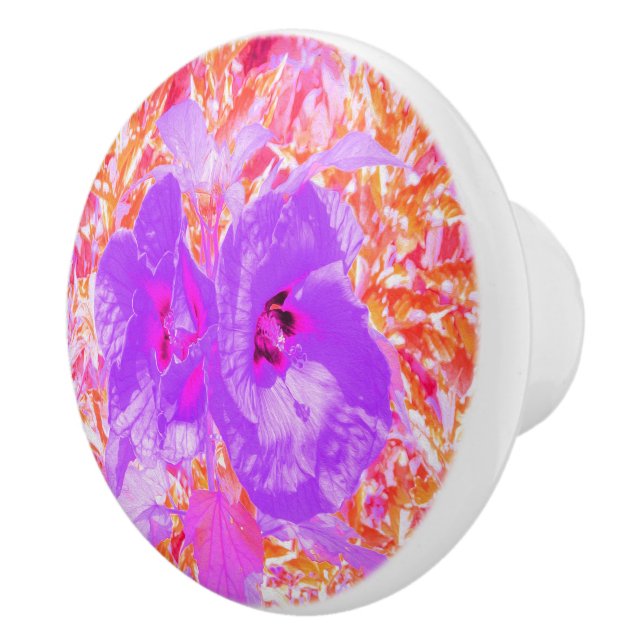 Pomo De Cerámica Dos púrpura y picante ciruela loca Hibiscus (Derecha)