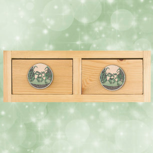 Pomo De Cerámica Dos Vintage Funny Love Green Frog Moon