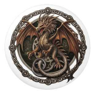 Pomo De Cerámica Dragón Celta