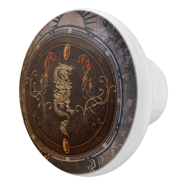 Pomo De Cerámica Dragón chino de oro (Derecha)