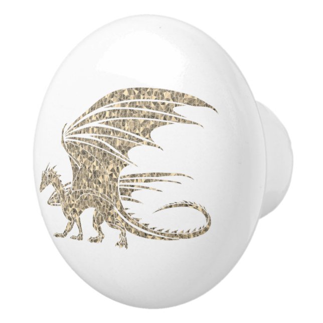 Pomo De Cerámica Dragón de mosaico asombroso oro (Derecha)
