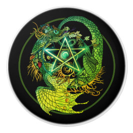 Pomo De Cerámica Dragón pentásico de Art Nouveau