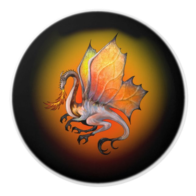 Pomo De Cerámica Dragón respirador de fuego (Anverso)