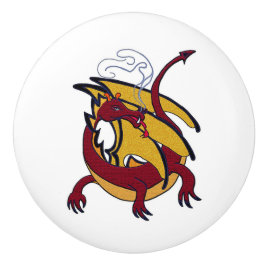 Pomo De Cerámica dragón rojo volando
