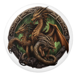 Pomo De Cerámica Dragón triple celta
