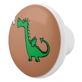 Pomo De Cerámica Dragón verde respiratorio al aire