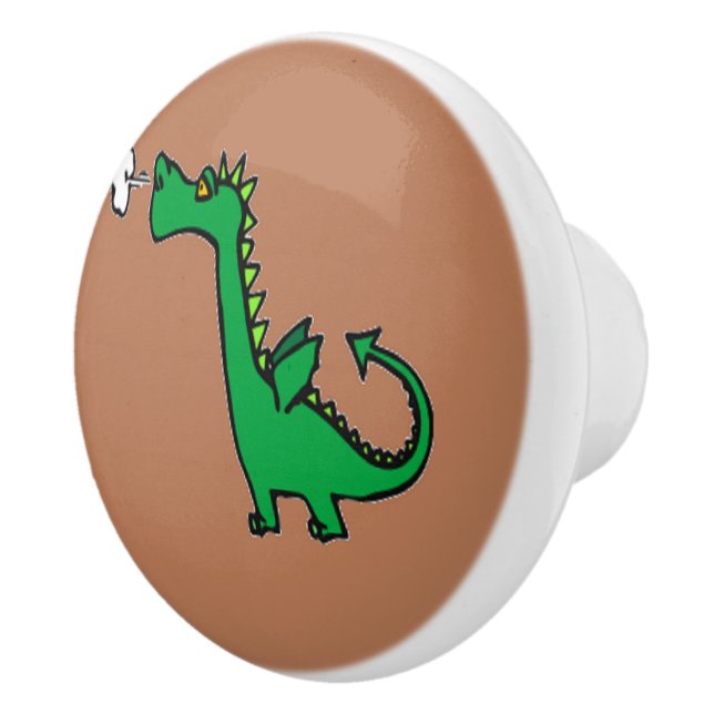 Pomo De Cerámica Dragón verde respiratorio al aire (Derecha)