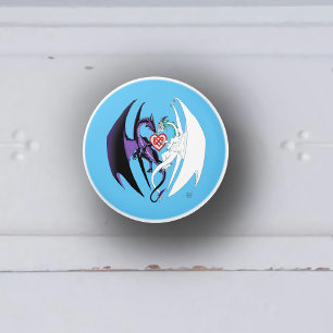 Pomo De Cerámica Dragones Amor Corazón Azul