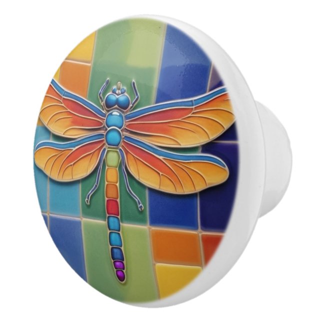 Pomo De Cerámica Dragonfly de Chakra - Arcoiris multicolor (Derecha)