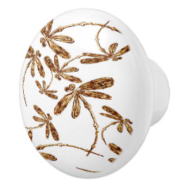 Pomo De Cerámica Dragonfly Frenzy Gold Extracción de cerámica