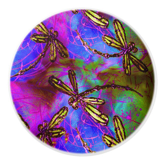 Pomo De Cerámica Dragonfly Hippy Flit (Anverso)