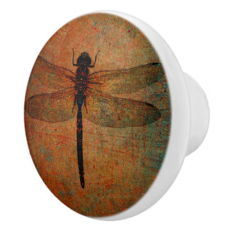 Pomo De Cerámica Dragonfly Sobre La Tira Del Cajón De Fondo Con Pro