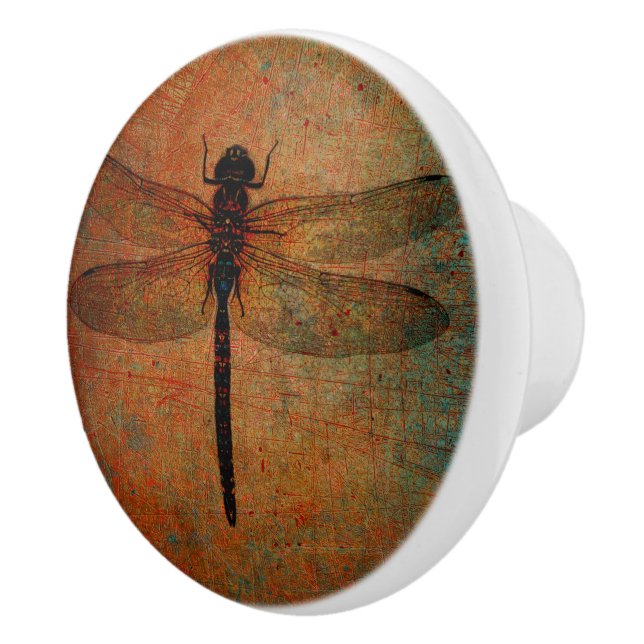 Pomo De Cerámica Dragonfly Sobre La Tira Del Cajón De Fondo Con Pro (Derecha)