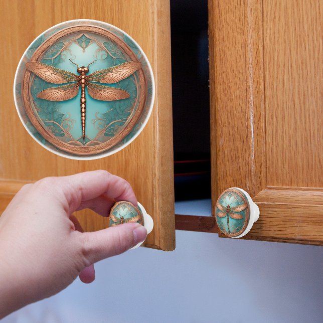 Pomo De Cerámica Dragonfly turquesa de cobre (Subido por el creador)