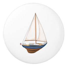 Pomo De Cerámica Dulce Sailboat Nautical Nursery Coastal Kids Room