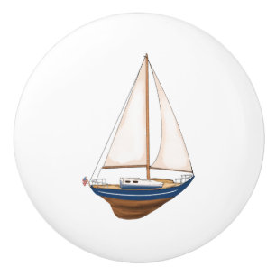 Pomo De Cerámica Dulce Sailboat Nautical Nursery Coastal Kids Room