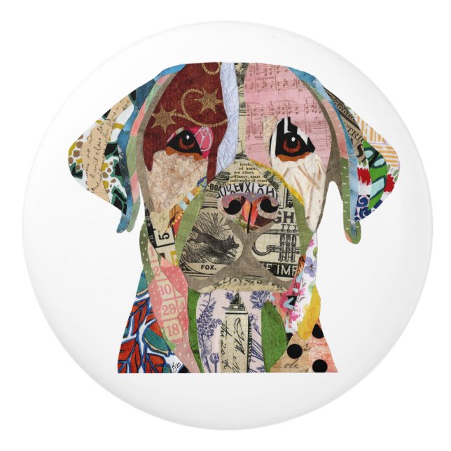 Pomo De Cerámica Dulce tarjeta de saludo de perro recuperador de La (Anverso)