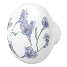 Pomo De Cerámica Duste Blue Floral Watercolor