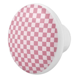 Pomo De Cerámica Dusty rose checkerboard pattern