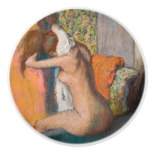 Pomo De Cerámica Edgar Degas - Después del baño, mujer limpiando el