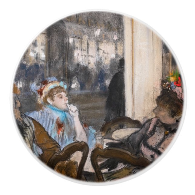 Pomo De Cerámica Edgar Degas - Mujeres en una terraza cafetería por (Anverso)