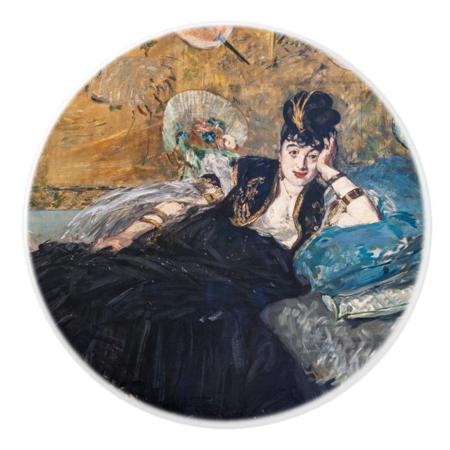 Pomo De Cerámica Edouard Manet - Dama con Abanicos (Anverso)