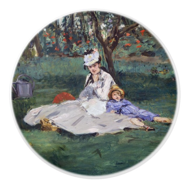 Pomo De Cerámica Edouard Manet - La familia Monet en su jardín (Anverso)