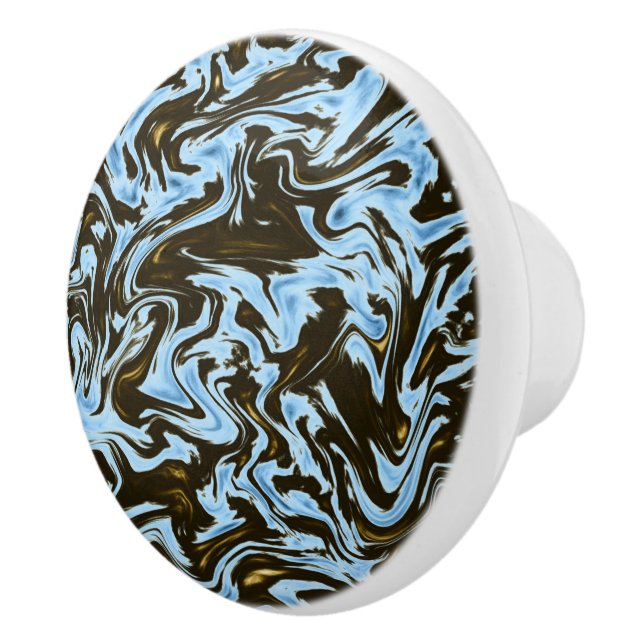 Pomo De Cerámica Efecto Marble Azul Y Negro, (Derecha)