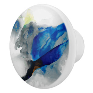 Pomo De Cerámica Efímero - azul y gris