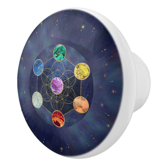 Pomo De Cerámica El cubo de Chakras de Metatron es una geometría sa (Derecha)