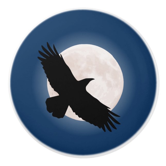 Pomo De Cerámica El cuervo volador con la luna detrás (Anverso)