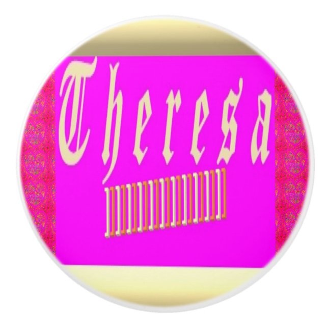 Pomo De Cerámica El diseño de Theresa impactante rosa y oro CERAMIC (Anverso)