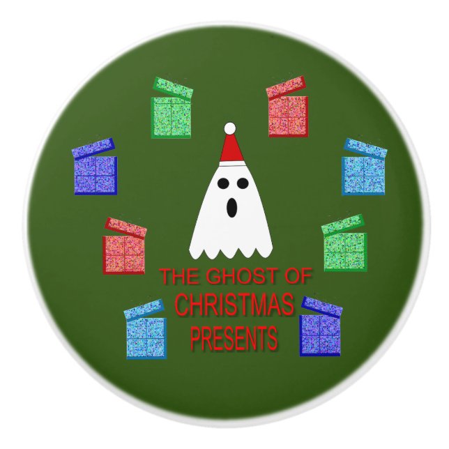 Pomo De Cerámica El fantasma de la Navidad nos ofrece divertidos (Anverso)