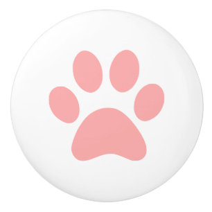 Pomo De Cerámica El gato rosado coralino del perro de perrito de la