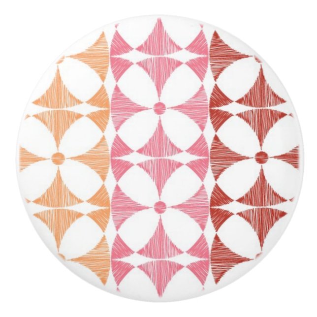 Pomo De Cerámica El ikat rojo geométrico raya el modelo (Anverso)