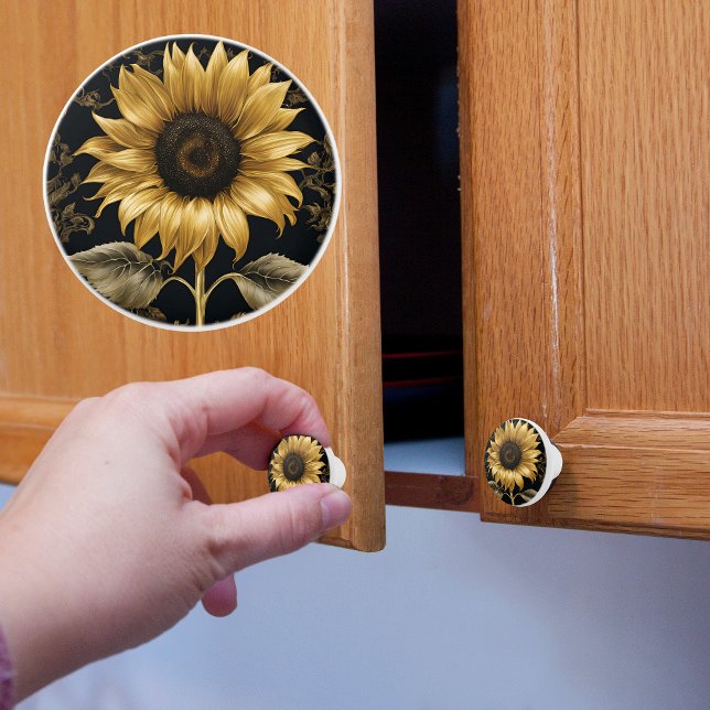 Pomo De Cerámica El oro en el girasol gigante negro (Subido por el creador)