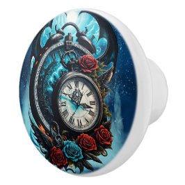 Pomo De Cerámica El reloj en la niebla del infinito.