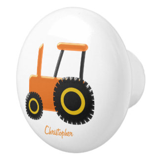 Pomo De Cerámica El tractor anaranjado apenas añade nombre
