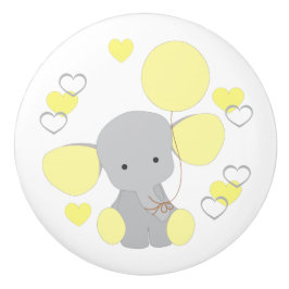 Pomo De Cerámica Elefante Amarillo Balón Corazón Niño Nursera