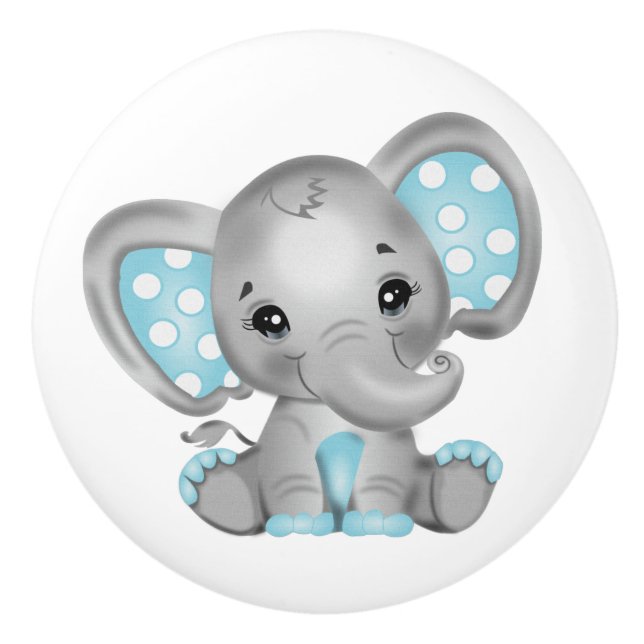 Pomo De Cerámica Elefante bebé niño  (Anverso)