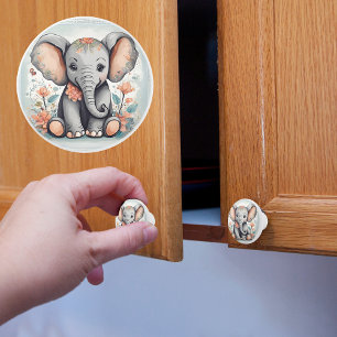 Pomo De Cerámica Elefante capilar caprichoso