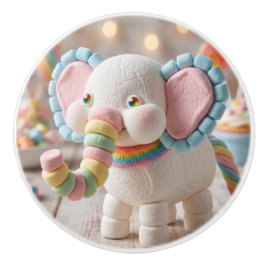 Pomo De Cerámica Elefante de Malvavisco Caprichoso y Caramelos Past