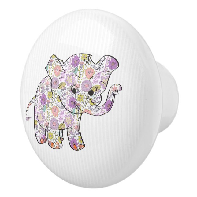 Pomo De Cerámica Elefante Floral Bebé (Derecha)